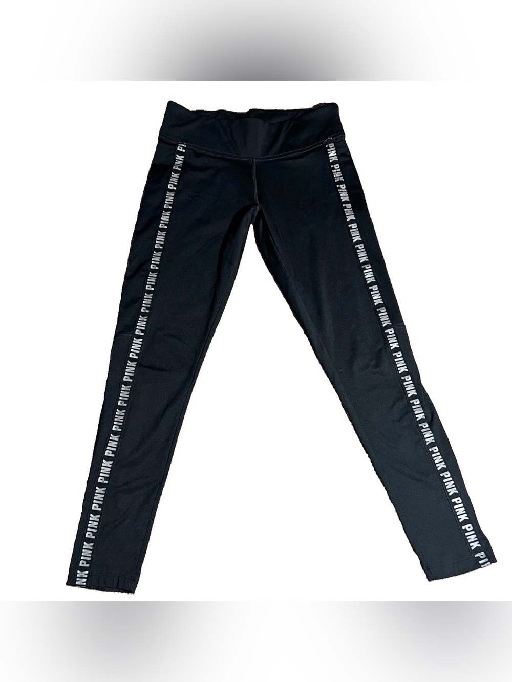 Victorias Secret Pink Womens Cozy Lined Logo Leggings Athletic Size Medium Black